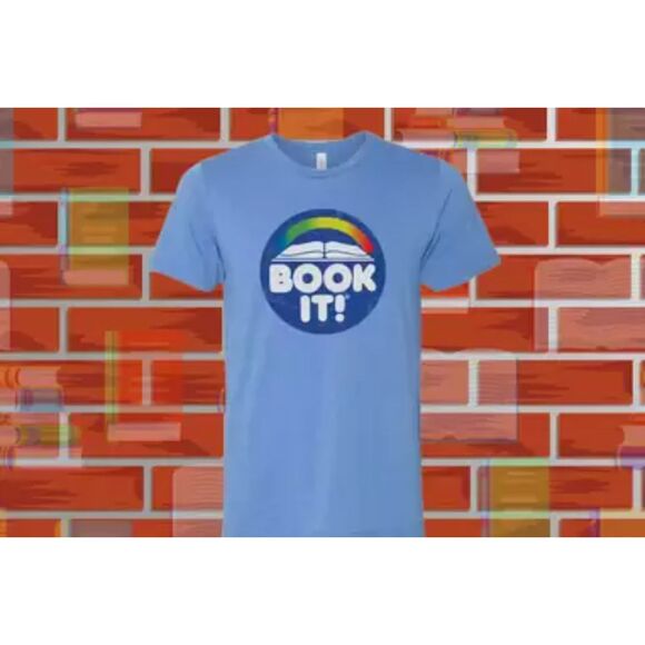 Book IT ! Blue Book Logo 90s Retro T-Shirt, Cotton, Pizza Hut, XL Unisex Tee NEW - Picture 1 of 5